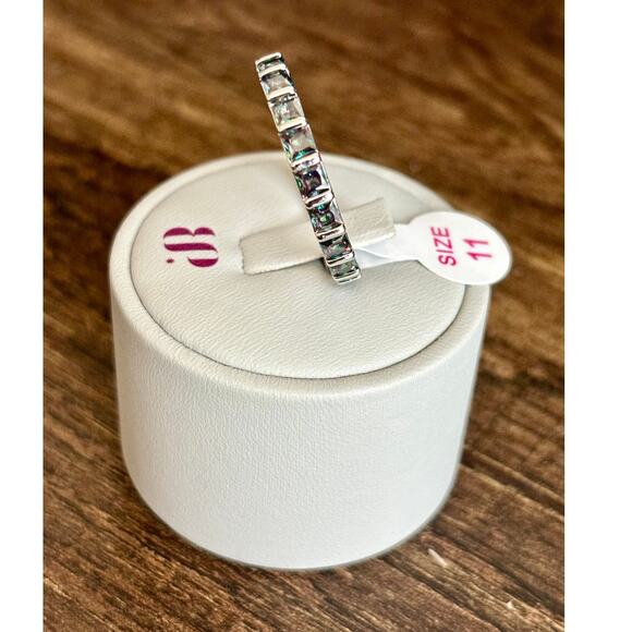 Bomb Party RBP6699 Electric Soul Lab Created Rainbow Topaz Rhodium Size 11 - Picture 3 of 4